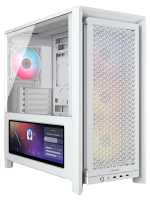 Produktbild von Corsair FRAME 4000D LCD RS ARGB, Midi Tower, PC, Weiß, ATX, EATX, micro ATX, Mini-ITX, Kunststoff, Stahl, Gehärtetes Glas, Gaming