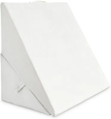 Produktbild von Multifunktionales Keilkissen für Bett & Couch, 2 teiliges Rückenkissen mit abnehmbarem Bezug & Klettverschluss, Lesekissen, Rückenlehne im Bett & zum Füsse hochlagern (weiss)