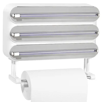 4-in-1-Folienschneider mit Küchenrollenhalter, magnetisch, weiß
