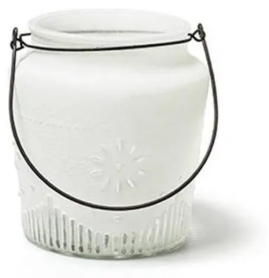 Produktbild von Laterne mit Henkel, Windlicht SUNNY H. 15cm D. 14cm weiß Glas Jodeco WA