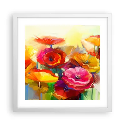 Produktbild von Gerahmtes Poster - Weißer Rahmen - Blumen Frühling Flora Garten - 40x40 cm - Wand Bild - Wanddeko - Wandbilder - Wandposter - Bilderrahmen - Bilder - Kunstdruck - Wandbild - P2WAC40x40-2877