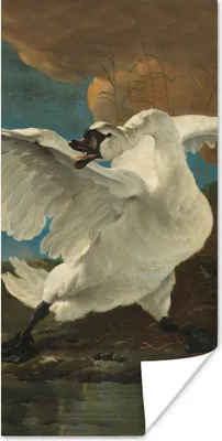 Produktbild von MuchoWow® Poster Der bedrohte Schwan - Gemälde von Jan Asselijn 20x40 cm - Plakat - Foto
