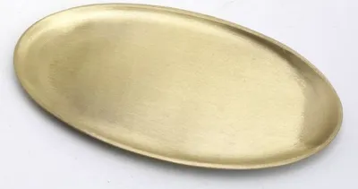 Produktbild von Kerzenteller oval 20 x 11 cm Messing Gold matt satiniert für Ovalkerzen, Ellipsen, Hochzeitskerzen, Taufkerzen