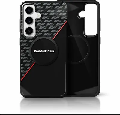 Image de Amg Double Couche Rhombs Magsafe Case Pour Samsung Galaxy S25 Noir Et Rouge