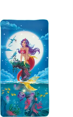 Produktbild von ROTH Kinder-Badetuch - Meerjungfrau, 60x120 cm, platzsparendes und schnell trocknendes Schwimmtuch