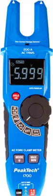 Productafbeelding van PeakTech P 1700 - Tangconstructie stroommeter  6.000 tellingen  200 A wisselstroom  1000 V wisselstroom/gelijkstroom, automatische detectie  met TrueRMS-functionaliteit