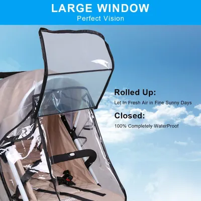 Produktbild von Kinderwagen Regenschutz - für Buggy und Kinderwagen - Wasserdicht und winddicht - Mit Sichtfenster und Belüftungsöffnung - Staub - Transparent