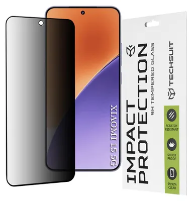Produktbild von Techsuit Privacy Full Cover Impact Protection Blickschutzfolie für Xiaomi 15 - Schwarz