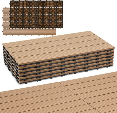 Obrázek produktu pro Aopunly 18 ks. WPC dlaždice terasové dlaždice click dlaždice podlahová dlaždice vzhled dřeva 30x60cm teakové dřevo