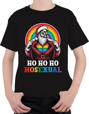 Produktbild von Ho Ho Ho Houal LGBTQ Santa - Weihnachten Weihnachtsgeschenk Christmas Uni Kinder T-Shirt, Schwarz, 116