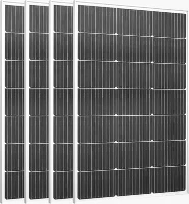Obrázek produktu pro SucceBuy monokrystalické solární moduly 100 W 4-pack, fotovoltaický modul s připojením MC4 a hliníkovým rámem, solární panel IP65 vodotěsný, ideální pro soběstačné použití na autě, lodi, obytném automobilu nebo ploché střeše