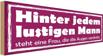 Produktbild von vianmo Holzschild 10x27 cm hinter lustigen Mann eine Frau Männer Frauen