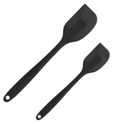 Productafbeelding van Siliconen spatelset, 2 stuks. Hittebestendig tot 230°C. Geschikt voor contact met voedsel. Zwart