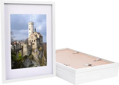 Produktbild von Nicola Spring Bilderrahmen mit A4-Passepartout – A3 (12" x 17") – Weiß/Weiß – 5er-Pack
