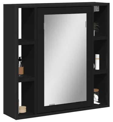 Obrázek produktu pro Koupelnová zrcadlová skříňka černá 60x16x60 cm materiál na bázi dřeva
