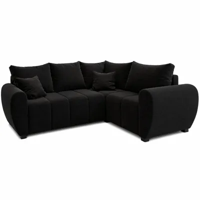Produktbild von Ecksofa MOKA L rechte Seite mit Schlaffunktion L-Form, Sofa mit Bettkasten, Wohnzimmersofa, Couch, Bettsofa, Couchgarnitur – Schwarz Sawana 14