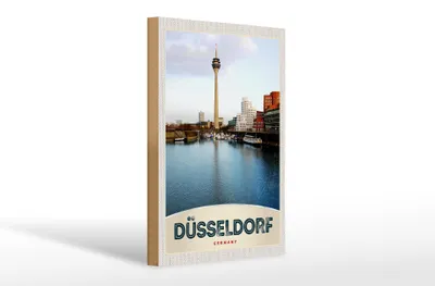 Produktbild von Holzschild Reise 20x30cm Deutschland Düsseldorf Fernseherturm