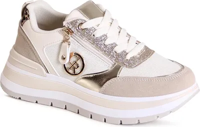 Produktbild von topschuhe24 3138 Damen Plateau Sneaker, Farbe:Beige, Größe:39 EU