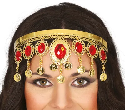 Productafbeelding van Wüstenoase-prinses hoofdsieraad, rood, met strasssteentjes, carnaval, fantasie-accessoire, koninklijk