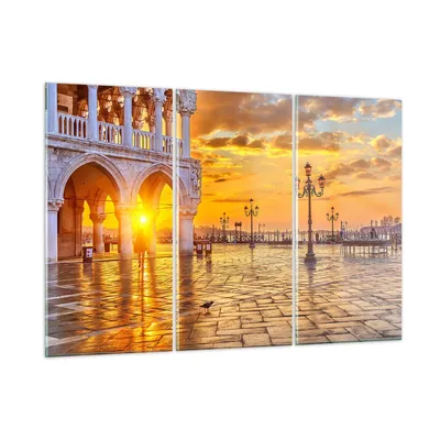 Produktbild von Bilder auf glas - Venedig Stadt - 105x70cm - Glasbilder - Wandbilder - Bilder - Kunstdruck - zum Aufhängen bereit - Wanddekoration aus Glas - Glas Bilder - Wandbild auf Glas - 3 Teile - GCE105x70-3665