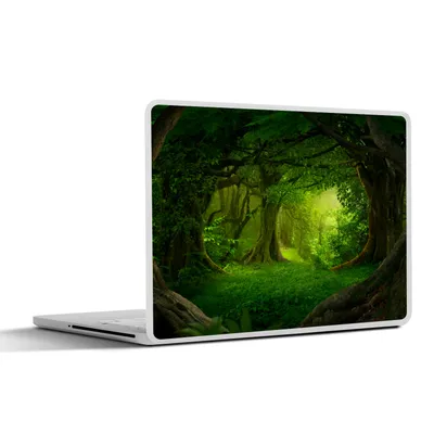 Produktbild von MuchoWow® Laptop Aufkleber Sticker Cover Bäume - Wald - Grün - Landschaft - Natur 31x22.5 cm - Laptop-Deko