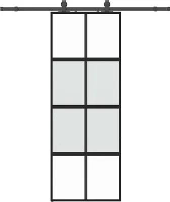 Zdjęcie produktu dla vidaXL Drzwi przesuwne z okuciem czarne 76x205 cm szkło hartowane