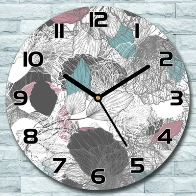 Produktbild von Wanduhr aus Glas Rund fi 30 Abstrakt Floral blau Quarz Deko Schlafzimmer Büro