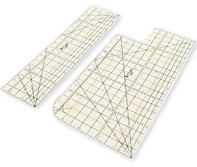 Obrázek produktu pro 2 kusy pravítek pro ohrnování lemů, žáruvzdorná pravítka, rozměry 2,5 x 10 a 5 x 10 palců, určená pro šití a žehlení