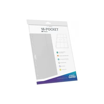 Imagen del producto de 10 unidades de fundas laterales con 18 compartimentos, de color blanco, diseñadas para cartas con doble funda.