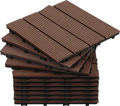 Produktbild von Faziango Terrassenfliesen 4m² Holzfliesen 30x30 cm 44 Stück Braun für Terrasse Balkon Terrassenfliesen Holz Fliesen mit Klicksystem
