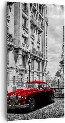Produktbild von Bild auf Leinwand - Leinwandbild - Auto Eiffle Straße Gebäude - 65x120cm - Wand Bild - Wanddeko - Leinwanddruck - Bilder - Kunstdruck - Wanddekoration - Leinwand bilder - Wandkunst - PA65x120-3214