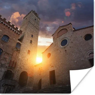 Produktbild von MuchoWow® Poster Der Große Turm der Stadt San Gimignano in Italien 100x100 cm - Babyzimmer