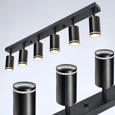 Produktbild von Prime Spot 867-6-BK Deckenleuchte mit Acrylring, 6x GU10, in Schwarz