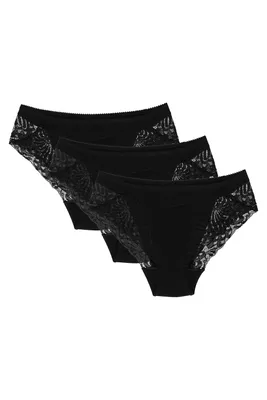 Produktbild von Wolbar dame slip 3-er pack höher bund spitze elegant wb408, schwarz, l