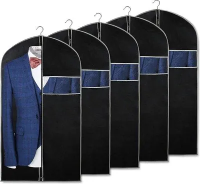 Produktbild von Famanu Kleidersack für die Aufbewahrung - 60x101 cm, 5 Stück mit transparentem Fenster