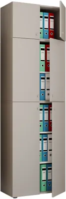 Immagine prodotto di Armadio ufficio XXL con 5 scomparti e un fissaggio / moderno armadietto con porte girevoli / dimensioni ca. H. 223 x W. 70 x D. 39 cm – Scomparto Lona 5