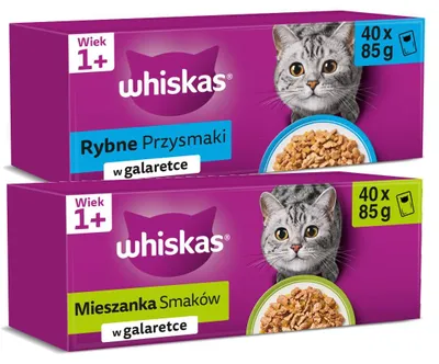 Zdjęcie produktu dla Whiskas Adult 80x85g Rybne Przysmaki I Mieszanka Smaków W Galaretce Mokra Karma Dla Dorosłych Kotów