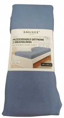 Image de Drap housse microfibre satiné Smukee 160x200cm bleu