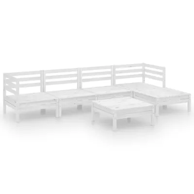 Produktbild von 6-tlg. Garten-Lounge-Set Massivholz Kiefer Weiß