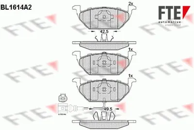 Produktbild von FTE 9010250 Bremsbeläge Satz Vorne Bremsklötze für VW Golf VII Schrägheck (5G1, BQ1, BE1, BE2) Golf IV Schrägheck (1J1) GOLF VI (5K1) POLO (9N)
