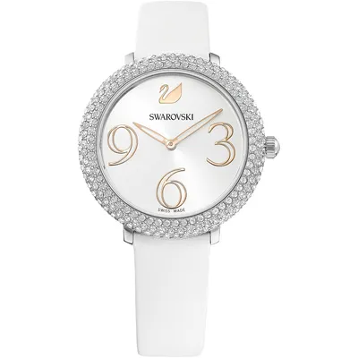 Produktbild von Swarovski Damen Uhr 5484070 Crystal Frost, Lederarmband, weiss, Edelstahl