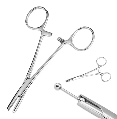 Produktbild von Professionelle Piercing-Zangen – Piercing-Werkzeuge – Piercing-Halterung – Edelstahl – 13 x 7 cm – Sicherer Halt für Schmuck – Piercing-Werkzeuge