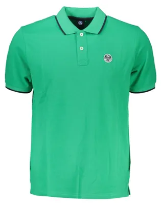 Produktbild von Herren Kurzarm-Poloshirt in Grün mit Kontrastdetails und Logo