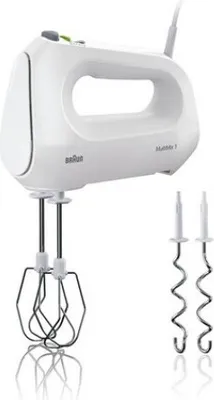 Produktbild von Braun MultiMix 1, Handmixer, Weiß, 1,4 m, 400 W, 207 mm, 76 mm