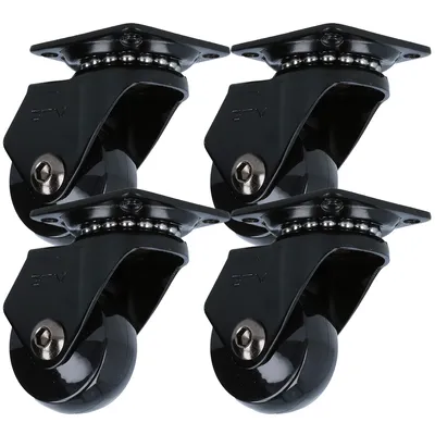 Produktbild von 4er Set Schwarze Möbelrolle Polyurethan Lenkrolle modernes Design Möbeltransportrolle kugelgelagert 35mm