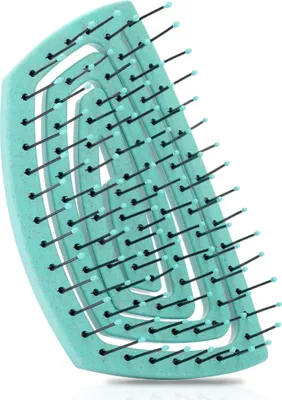 Produktbild von Ninabella Mini V2 Bio Haarbürste ohne Ziepen - Profi Entwirrbürste für lange und lockige Haare - Einzigartige Anti-Ziep Bürste für Damen und Kinder - Ideal als Reisebürste Grün