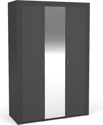 Zdjęcie produktu dla Minio, szafa "ASSO 2", szafa z drzwiami skrzydłowymi, z lustrem, 137 cm, kolor czarny