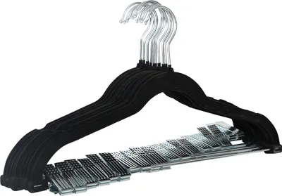 Produktbild von SVITA 10er Set Kleiderbügel Hosenbügel mit Clips und Samt-Bezug Schwarz