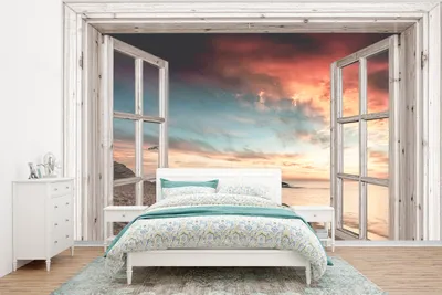 Produktbild von MuchoWow® Fototapete für Wohnzimmer oder Schlafzimmer Wandtapete Vinyl Motivtapete Aussicht - Strand - Meer - 375x280 cm - Schlafzimmer tapete