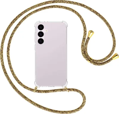 Produktbild von Handykette Backcover-Schutzhülle mit Band (Metall goldfarben) für Samsung Galaxy S24 Plus - braun+beige